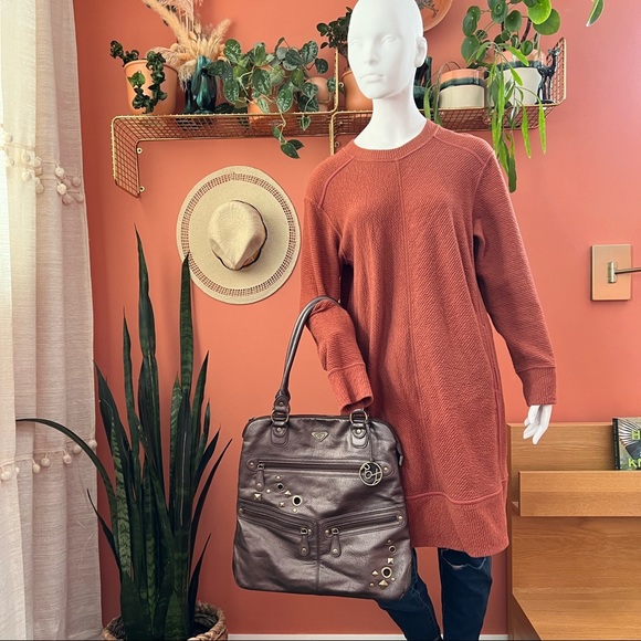 Roxy Large Tote Never Full Purse Bag Unique Vegan Leather - Picture 1 of 9